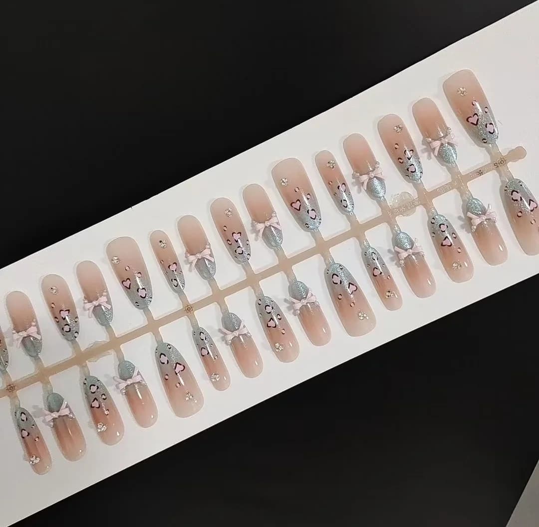 Ragasztó műköröm tengeri só leopárd macskaszem maszni hosszú stiletto